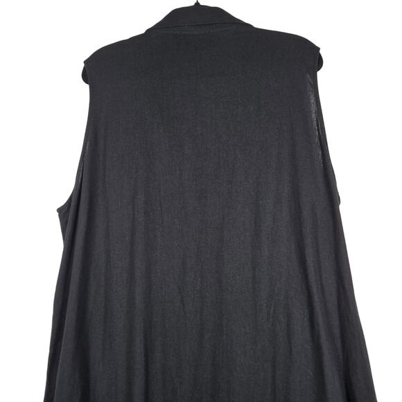 Jones New York Vest Womens 2X Linen Blend Black Lagenlook Tunic Button Front - Picture 8 of 9